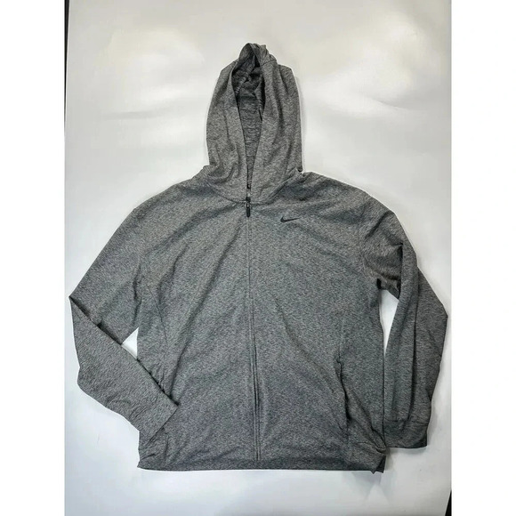 Nike Jacket Mens XL Heather Grey Full Zip Hooded Pockets Athletic Standard Fit - Picture 1 of 7
